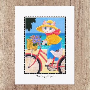 Cartão Postal 'Pensando em você' Bicicleta de Gato e Rato Person
