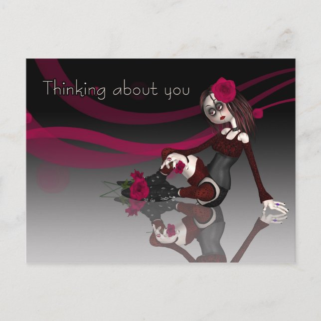 Cartão Postal Pensando Em Você - Boneca De Aranha Gótica Com Ros (Frente)