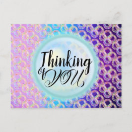 Cartão Postal Pensando em você Bubble Elegante Bonito Arco-Íris