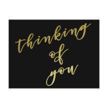 Pensando em você | Cartão-postal Faux Dourado