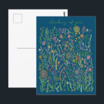 Cartão Postal Pensando em você Flores Campos Floral<br><div class="desc">Um belo desenho colorido de um jardim de flores silvestres para enviar sua boa saudação com um postal! Clique em "editar usando a ferramenta design" para ajustar o texto, as fontes, as cores e os posicionamentos. Personalize com seu próprio texto na frente e atrás! Verifique meu compro para mais ou...</div>