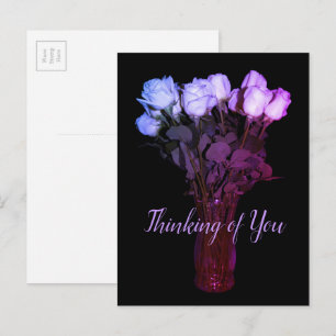 Cartão Postal Pensando em você Fotografia Floral Rosa roxa rosa