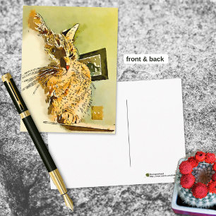 Cartão Postal Pensando em você Gatinho Coração Nose Watercolo
