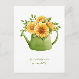 Cartão Postal Pensando em Você Girassóis em Regador