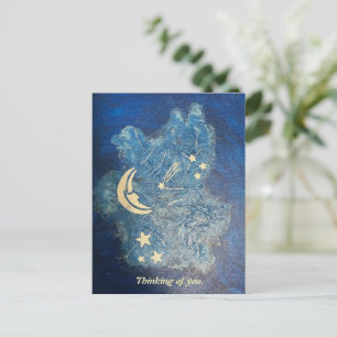 Cartão Postal Pensando em você, Postais Lua e Estrelas