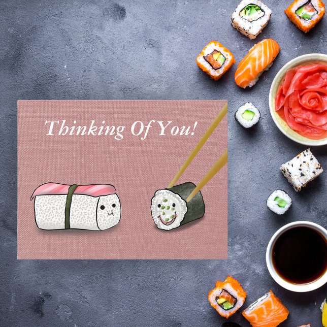 Cartão Postal Pensando Em Você Rolinhos de Sushi Kawaii (Criador carregado)