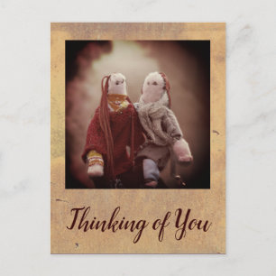 Cartão Postal Pensando em vocês dois bonecos Rag, amigos
