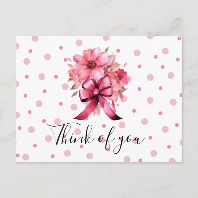 Cartão Postal Pense em si na fita rosa sobre consciência do Canc (Frente)