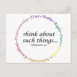 Cartão Postal Pense em tais coisas... Philippians 4:8