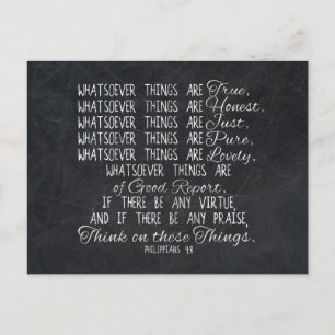 Cartão Postal Pensem nessas coisas, Escritura de Bíblias Cristã