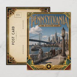 Cartão Postal Pensilvânia Arte Deco Vintage Era de Ouro