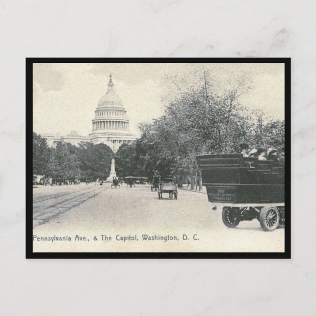 Cartão Postal Pensilvânia Ave., Washington DC 1906 Vintage (Frente)