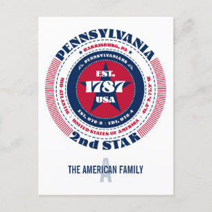 Cartão Postal Pensilvânia, Harrisburg PA, Monograma Patriótico