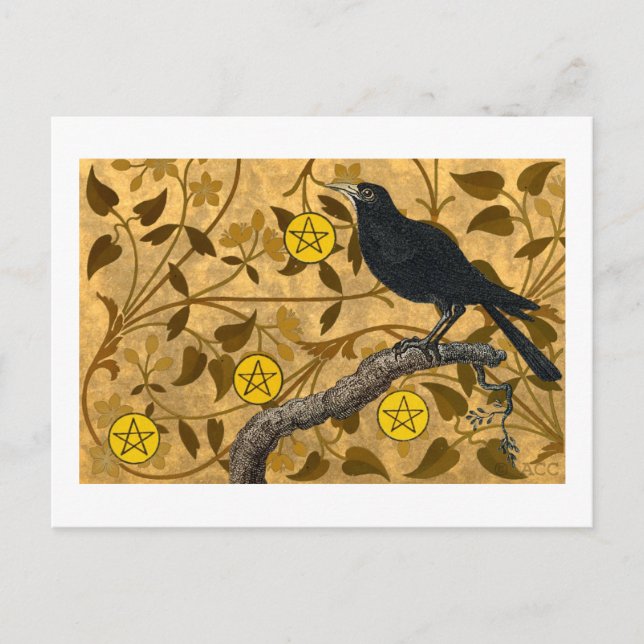 Cartão Postal Pentacle Raven (Frente)