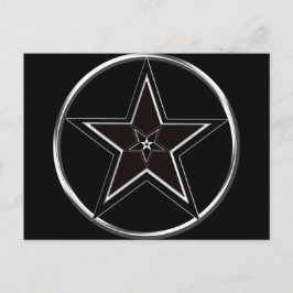 Cartão Postal Pentáculo preto e prateado com pentagrama invertid