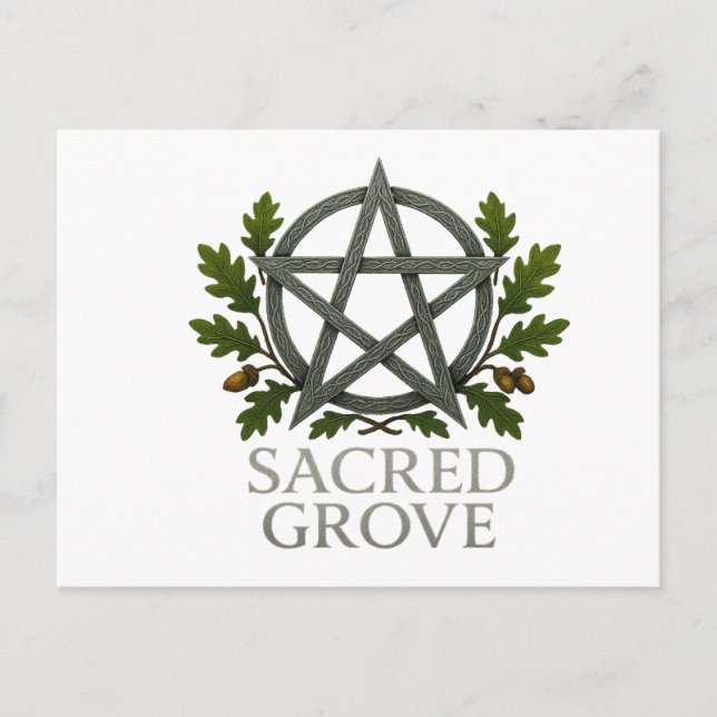 Cartão Postal Pentagram Wiccan Sagrado Grove (Frente)