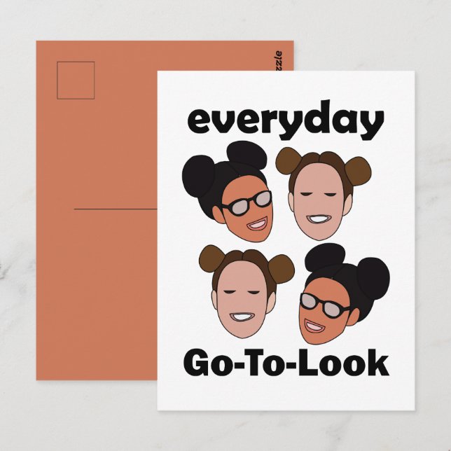 Cartão Postal Penteado Space Buns Moda Olhar Diário (Frente/Verso)