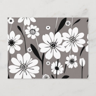 Cartão Postal Pentes Minimalistas Padrão de Flores Selvagens Bra