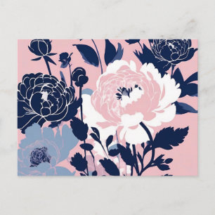 Cartão Postal Peões e Rosas Contraste Silhouette Floral