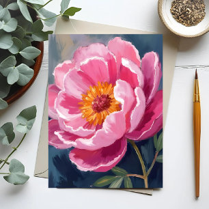Cartão Postal Peônia Rosa Bonita   Pintura de Flor Aquarela