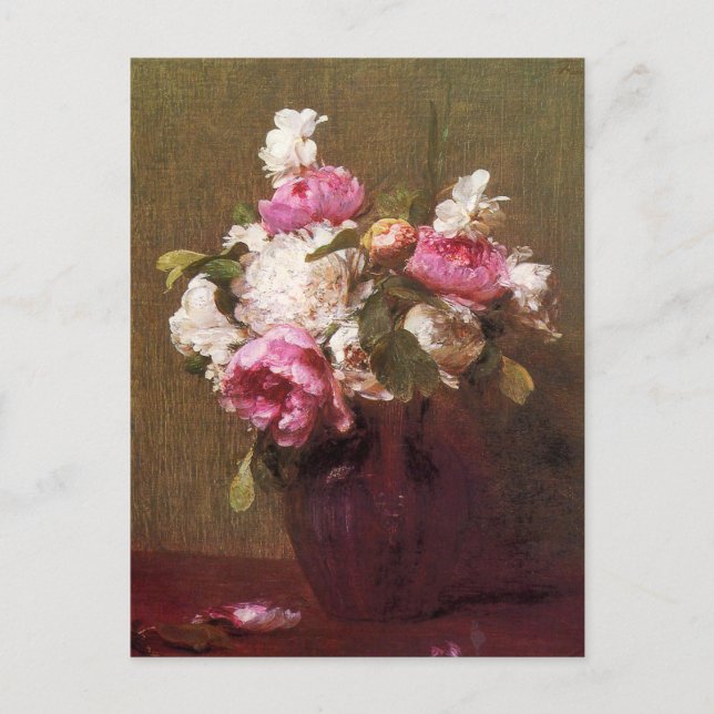 Cartão Postal Peônias e Rosas de Henri Fantin-Latour Cartão-post (Frente)