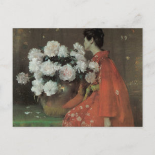 Cartão Postal Peonies por William Merritt Chase, Arte Fino Vinta