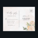 Cartão Postal Peony e Gold Foil Flowers<br><div class="desc">Projetada para coordenar com nossa coleção Peony e Dourada, esta placa RSVP personalizável apresenta flores rosa e douradas com folhagem verde em um fundo de aquarela.Para personalização mais avançada deste design, por exemplo, alteração do layout, da fonte ou do tamanho do texto, clique no botão "PERSONALIZAR" acima. Por favor note...</div>