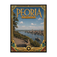 Peoria Illinois Arte Deco Vintage Idade Dourada