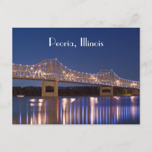 Cartão Postal Peoria Illinois Murray Baker Bridge PostCard