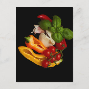 Cartão Postal Peppers Basil Tomates Garfo