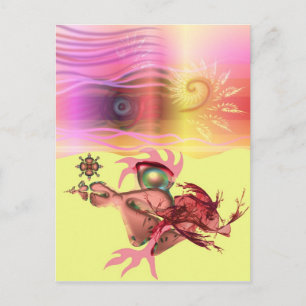 Cartão Postal Pequena Beastie rosa vai para a corrida