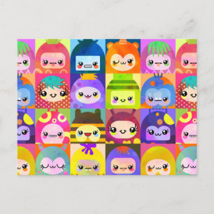 Cartão Postal Pequena Comunidade de Monstros Kawaii