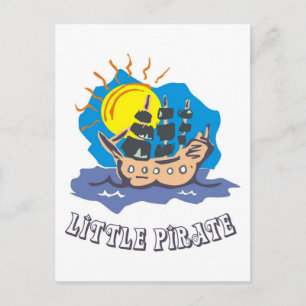 Cartão Postal Pequena criança pirata num veleiro no mar