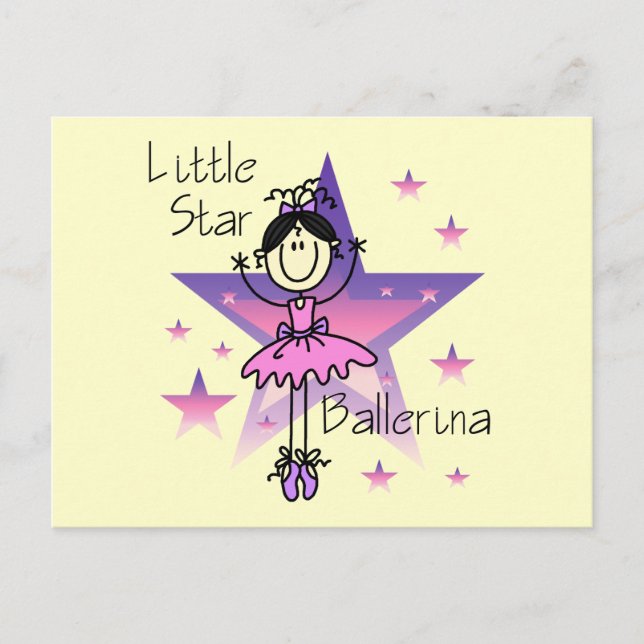 Cartão Postal Pequena Estrela-Ballerina-Cabelo Preto (Frente)