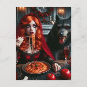 Cartão Postal Pequena Fantasia Vermelha Escura