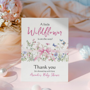 Cartão Postal Pequena Flor Silvestre Floral Menina Laço Rosa Chã