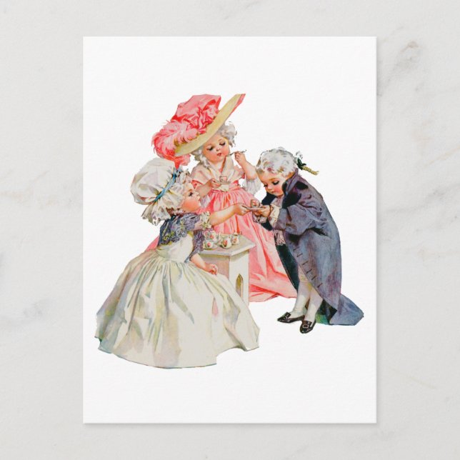 Cartão Postal Pequena Martha Washington, Tea Party (Frente)