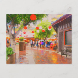 Cartão Postal Pequena pintura de aldeia japonesa em Tóquio