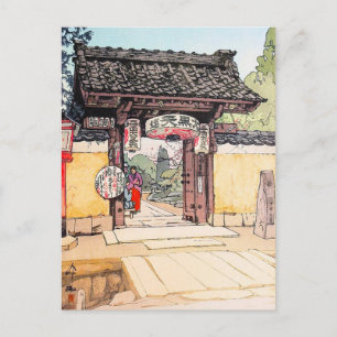 Cartão Postal Pequena Porta do Templo Hiroshi Yoshida shin hanga