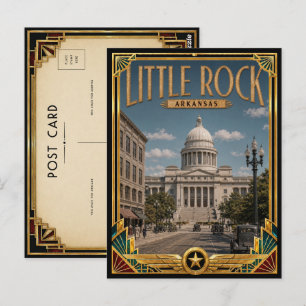 Cartão Postal Pequena Rocha Arkansas Arte Deco Vintage Era Doura