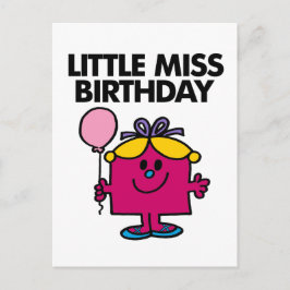 Cartão Postal Pequena Senhorita Aniversário com Balão Rosa