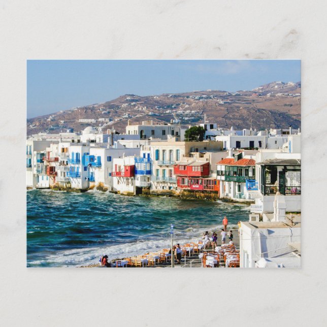 Cartão Postal Pequena Veneza, ilha de Mykonos. (Frente)