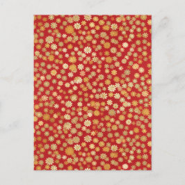 Cartão Postal Pequenas flores em Chiyogami Vermelho