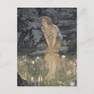 Cartão Postal Pequeno Anjo Fada e Rapariga