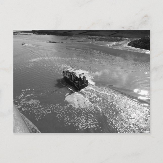 Cartão Postal Pequeno Arrastão, Porto de Cardiff Bay - B&W (Frente)