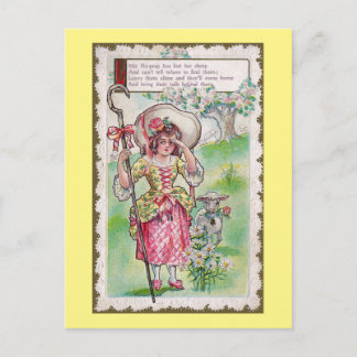 Cartão Postal Pequeno Bo-Peep e Uma Ovelha