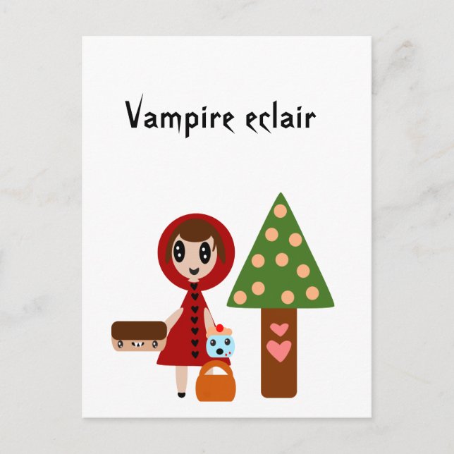 Cartão Postal Pequeno Cabelo Vermelho Conhece o Eclair Vampiro (Frente)