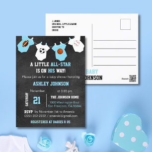 Cartão Postal Pequeno Chá de fraldas All-STAR para Esporte de Ch