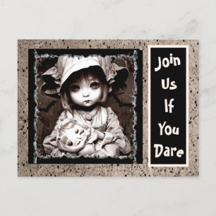 Cartão Postal Pequeno Criança Assustador Olhos Grandes Halloween