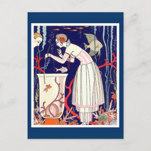 CARTÃO POSTAL PEQUENO PEIXE DESLUMBRANTE, BELEZA FASHION ART DÉC